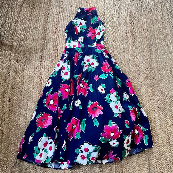 Vintage 80s does 50s AJ Bari floral fit & flare dress - Picture 4 of 5